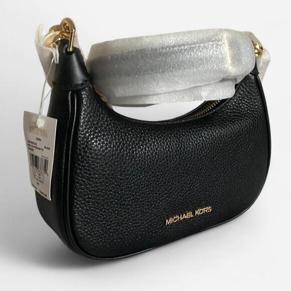 Michael Kors cora black mini zip pouchette leather bag - Picture 1 of 8